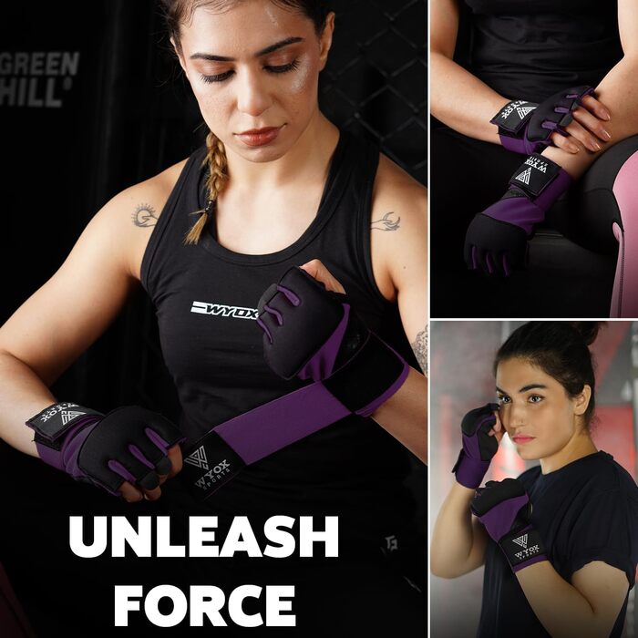 Гелеві боксерські накладки на руки WYOX, внутрішні рукавички для чоловіків та жінок, 80 см, швидкі накладки на зап&39ястя, м&39який захист суглобів для муай-тай, кікбоксингу, накладки на руки для боксу та бойових мистецтв, малі/середні, фіолетові