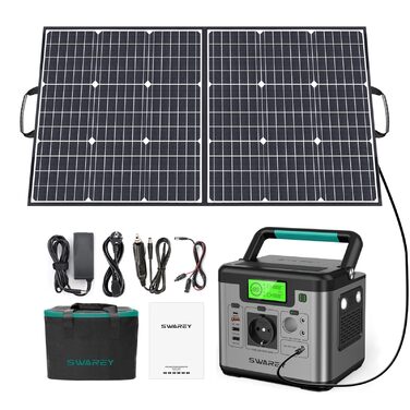 Портативна електростанція потужністю 518 Втгод із сонячною панеллю 100 Вт, вихідною потужністю змінного струму 500 Вт (пікова 1000 Вт), портом USB-C 65 Вт, сонячним генератором для вечірок, подорожей, кемпінгу, кемперів та надзвичайних ситуацій