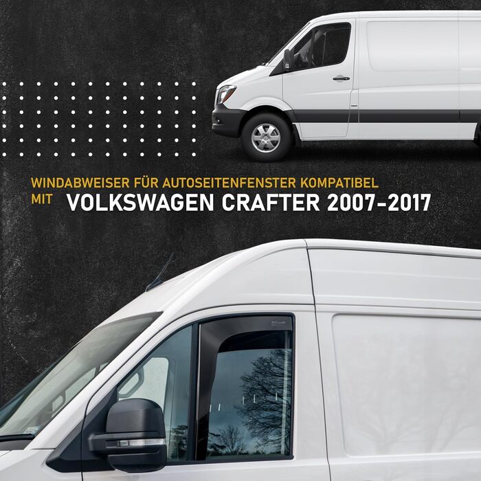 Сумісний з вітровим дефлектором Volkswagen VW Crafter 2007-2017 Спереду 2 шт. Дефлектор дощу, дефлектор вітру, тонований, обтічний Простота монтажу Захист від вітру та дощу