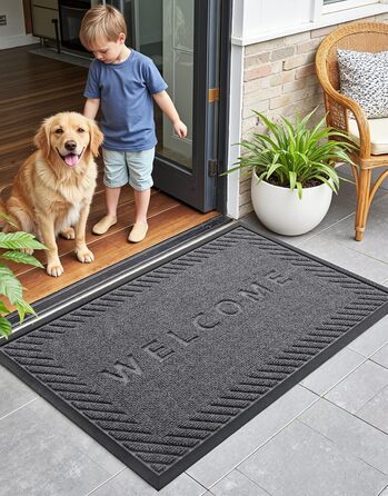 Килимок для вхідних дверей Color G, брудозатримуючий килимок для вхідних дверей, нековзний килимок для входу на вулиці, килимок для входу, для зовнішнього та внутрішнього використання (45 x 80 см, чорно-сірий) Чорно-сірий 45 x 80 см (прямокутний)