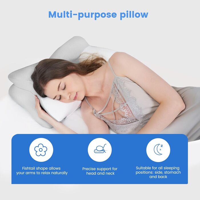 Подушка для сну на боці, зручна ортопедична подушка з піни з ефектом пам&39яті, подушка для підтримки шиї для сну на боці, ергономічна подушка для сну на боці, подушка для сну для шиї.