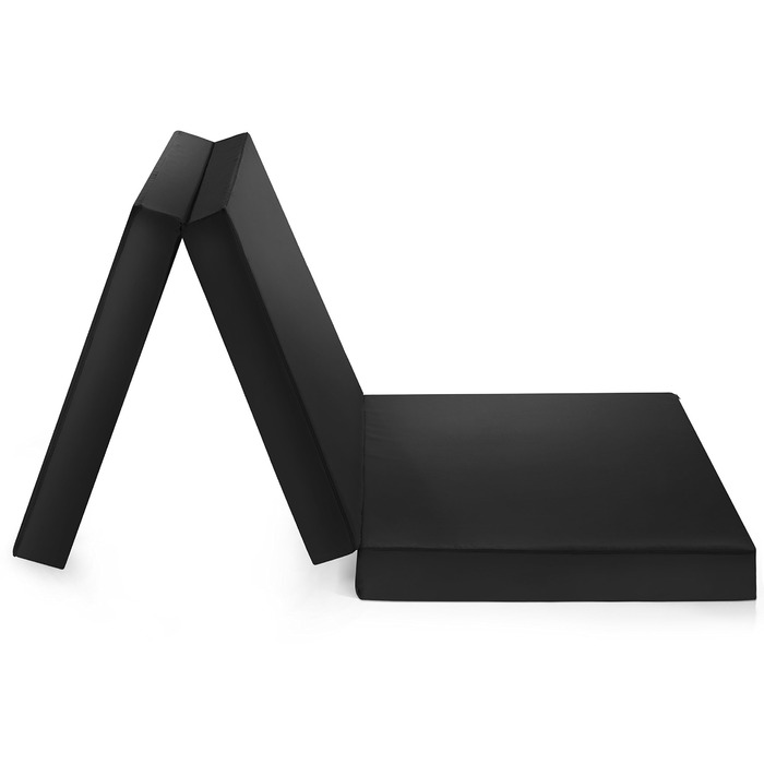 Гостьовий матрац Badenia Trendline, 3-секційний розкладний матрац із міцним чохлом з мікрофібри, сертифікований Oeko-Tex, виготовлений за німецькими стандартами якості, 190 x 60 см, чорний