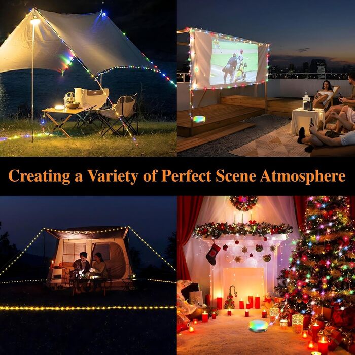 М кемпінгові гірлянди, висувні кемпінгові гірлянди, 4000 мАг та 13 режимів освітлення, портативні акумуляторні світлодіодні гірлянди 4-в-1, портативне освітлення для кемпінгу на відкритому повітрі, 10