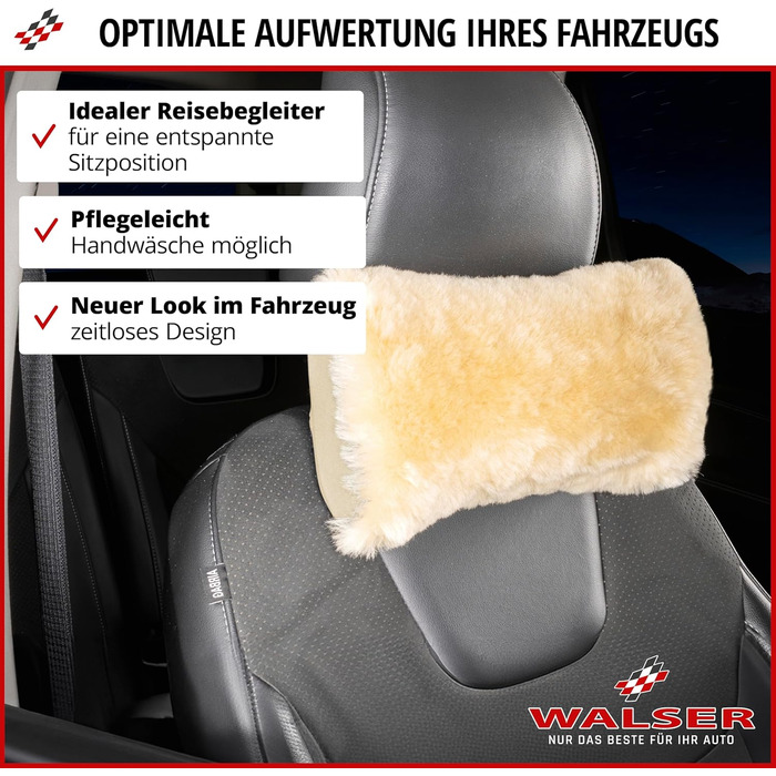 Підтримка шиї Walser з овечої шкіри Mila, подушка для шиї в автомобіль виготовлена зі 100 овечої шкіри, подушка для шиї в автомобіль, дорожня подушка для шиї, дорожня подушка, подушка для подорожей у літаку, подушка для літака, чорна підтримка шиї