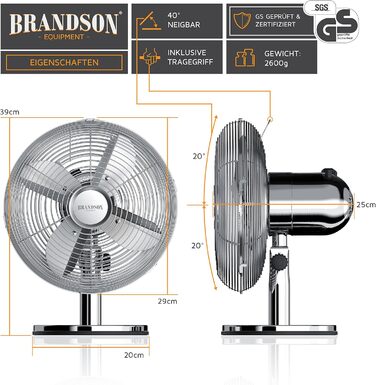Дизайн настільного вентилятора Retro - Вентилятор з 3 налаштуваннями швидкості - мобільний вентилятор - коливання 80, кут нахилу п