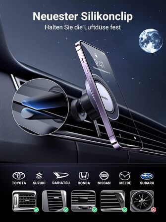 Тримач для мобільного телефону автомобільний магніт з металевим кільцем сумісний з MagSafe iPhone 16/15/14/13 Pro Max та всіма сма