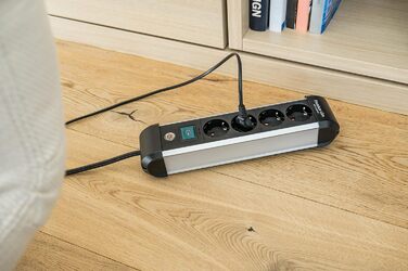 Розеткова планка Brennenstuhl Premium-Alu-Line 4-роздільна/розеткова планка з високоякісного алюмінію (розетка на кілька розеток з