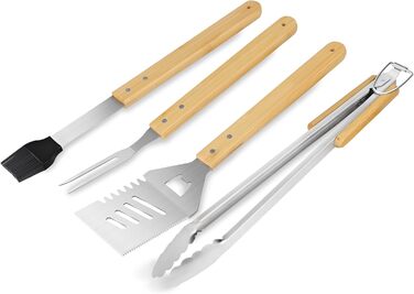 Набір інструментів для гриля барбекю, 4-предметний набір інструментів для гриля з нержавіючої сталі для грилювання на свіжому повітрі, кемпінгу, набір для гриля, подарунки для чоловіків на День батька, дні народження з футляром для зберігання, загальний