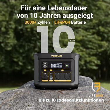 Портативна електростанція VTOMAN FlashSpeed 600 600 Вт (пікова потужність 1200 Вт) - сонячний генератор 499 Втгод, LiFePO4, мобільний накопичувач енергії, 100 Вт USB-C, швидка зарядка 60 хв 0-80 для кемпінгу, риболовлі, автофургона