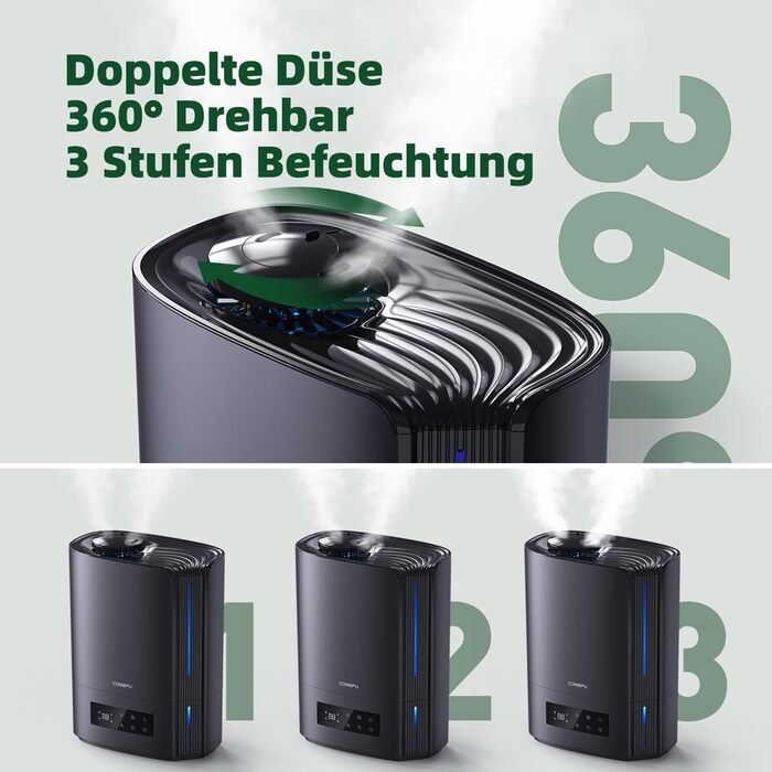 Зволожувач повітря CONOPU, зволожувач повітря для спальні 6 л для великих кімнат, 60-годинний ароматичний дифузор для кімнатних ро