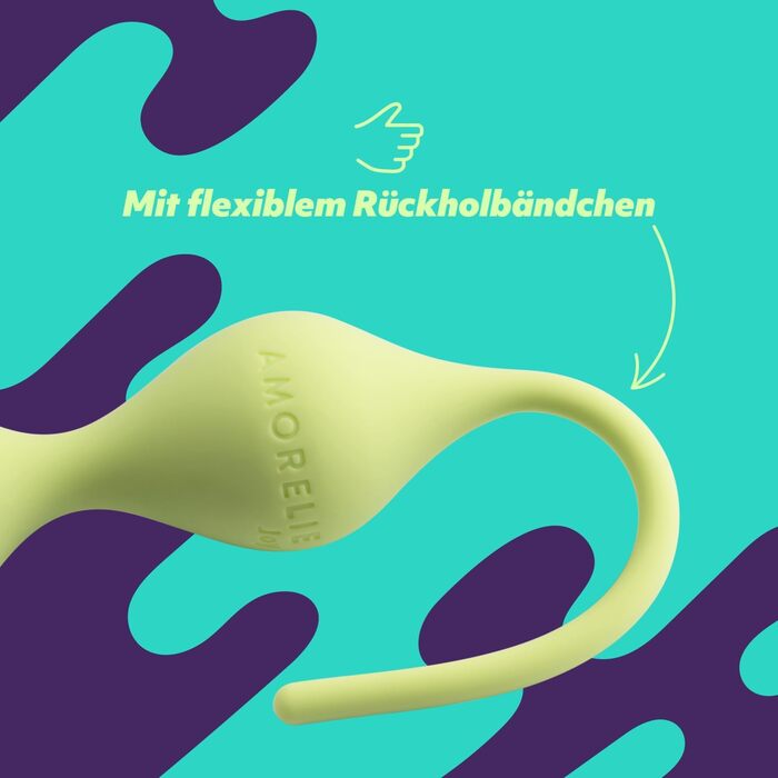 Кульки для тренування м’язів тазового дна AMORELIE Joy, 75 г, силіконові, жовті, водонепроникні