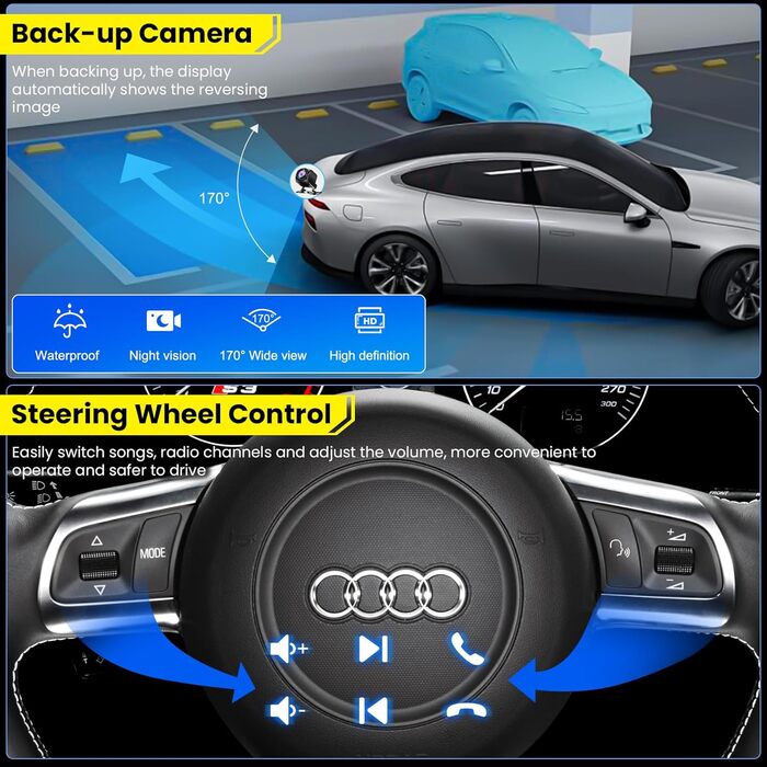 Автомагнітола 464 ГБ для Audi A3 S3 RS3 2003-2012 з бездротовим Carplay та Android Auto, Android 13 7-дюймовий IPS-навігатор з GPS-навігацією, голосовим керуванням SWC, камерою заднього виду, Bluetooth 5.2, Handsfree, WiFi, A3 7 дюймів