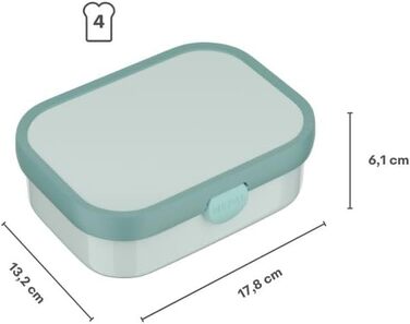 Ланчбокс Campus - Дитячий ланчбокс Bento з виделкою та роздільниками - Контейнер для їжі з кліпсою, без BPA, можна мити в посудомийній машині - 750 мл - Динозавр Стандартний Дино