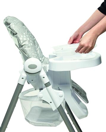 Стільчик для годування Mamas & Papas Snax, регульований, складний зі знімною обідньою дошкою, сірий в крапку