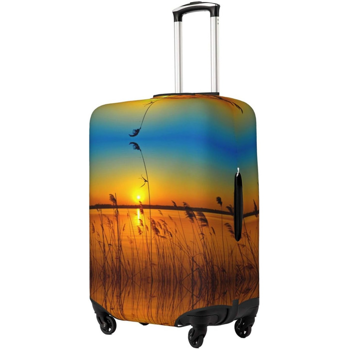 Чохол для валізи Прибережна тростина з принтом, еластичний захист від подряпин та пилу, чорний, розмір 95