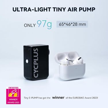 Велосипедний насос CYCPLUS AS2 Tiny E-Pump, портативний, 65x46.5x28 мм, 100 psi, алюміній, чорний
