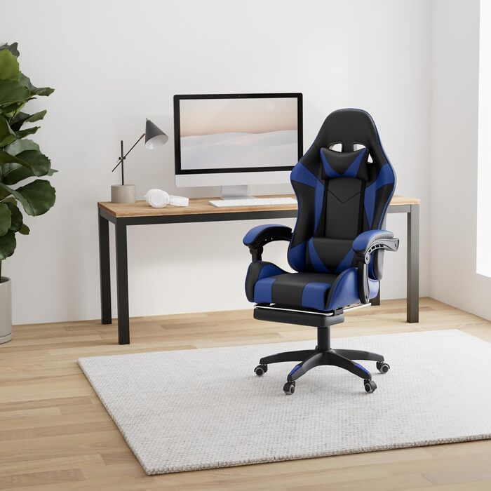 Ігрове крісло Walden Ергономічне офісне крісло Ігрове крісло Спинка сидіння Регульована висота поворотного крісла Гоночне офісне комп&39ютерне ергономічне крісло для відеоігор (СИНІЙ)