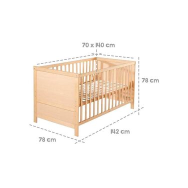 Дитяче ліжко roba комбіноване, 70x140 см, з натурального дерева, регулювання висоти у 3 напрямках, трансформується з дитячого ліжка на дитяче ліжко зі знімними рейками