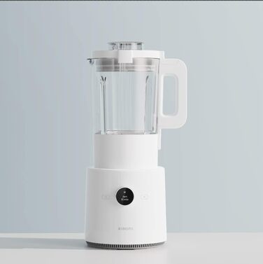 Міксер Xiaomi Smart Blender з функцією нагрівання та додатковим керуванням додатком iOS-Android (режим холоду/тепла, ємність 1,6 літра, 1000 Вт, 9 рівнів швидкості, 8 лопатей, кнопка OLED-дисплея), білий