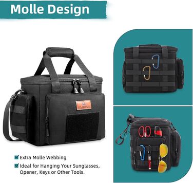 Тактична сумка для ланчу HSHRISH, двошарова ізольована велика сумка-холодильник для чоловіків та дорослих, водонепроникна, герметична, міцна сумка для ланчу для роботи, пікніків на свіжому повітрі, 12 л, чорна