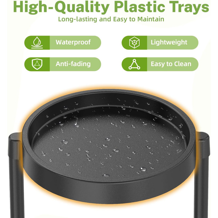 Рівнева підставка для рослин з металу та пластику, підставка для квітів для приміщень/вулиці, багаторівнева полиця для рослин/квітів для використання на вулиці, балкон, вітальня, тераса, (чорна) 5 рівнів, чорний, 5-