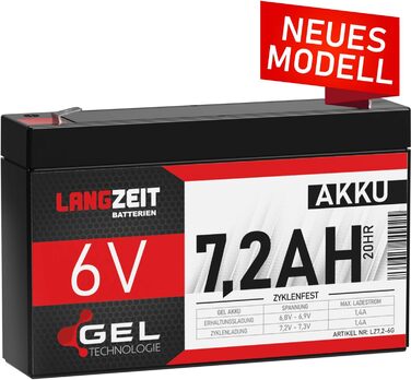 Професійний акумулятор для дитячих авто та електротранспорту LANGZEIT 6V 7,2Ah Gel Battery