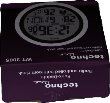 Цифровий настінний радіокерований годинник для ванної кімнати, пластик, сріблястий, Ø 147 x 79 мм, 3005