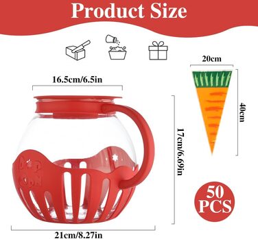 Мікрохвильова піч RANJIMA Popcorn Maker, Миска для мікрохвильової печі для попкорну, Машина для попкорну з пакетами для попкорну, Закуска з попкорну в горщику, Червона попкорн-закуска для дітей, Дні народження, Сімейні зустрічі