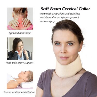 М&39який пінопластовий бандаж для шиї, універсальний бандаж для шиї, регульована підтримка шиї для сну полегшує біль у шиї (білий, глибина коміра 7,7 см, M) M (висота 7,7 см) білий