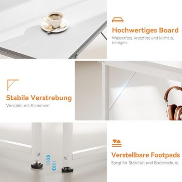 Письмовий стіл Coleshome з 3 тканинними шухлядами, 120x48 см, комп&39ютерний стіл з тримачем для навушників, двосторонній офісний стіл для невеликого домашнього офісу, білий 120x48 см