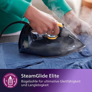 Парова праска Philips серії Azur 7000 - 3000 Вт, безперервна пара 55 г/хв, паровий удар 250 г, вертикальна подача пари, підошва St