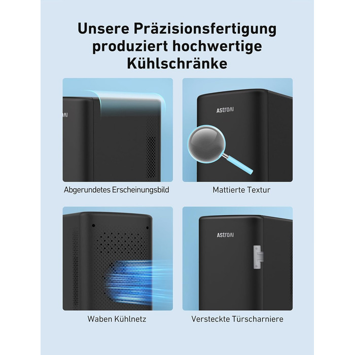 Міні-холодильник AstroAI 2 в 1, 6-літровий холодильник / 8 банок з функцією охолодження та підігріву, розетка 12В / 220В для автом