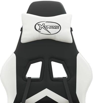 Зручне ігрове крісло з регульованим сидінням та функцією нахилу спинки - Чорний/Білий - Штучна шкіра - 57,5 x 59,5 x (121-131) см Ігрове крісло, модель 3143895