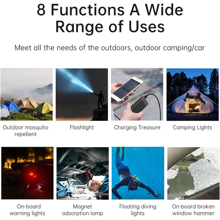 Магнітний кемпінговий ліхтарик RiToEasysports, акумуляторний світлодіодний ліхтарик для намету з 6 режимами, магнітна адсорбція для наметів, шаф, підвалів тощо (T-30)