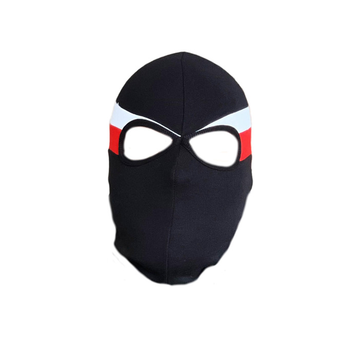 Балаклава PGWEAR Stripe Бавовняна балаклава з лайкрою, еластична та дихаюча Маска для вуличного одягу та активного відпочинку Зроблено в Європі Один розмір Білий/Червоний