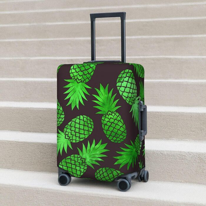 Чохол для валізи Ананасове мистецтво, міцний захист для багажу, підходить для валіз розміром 45.7 - 81.3 см, розмір XL, чорний, екстра-великий