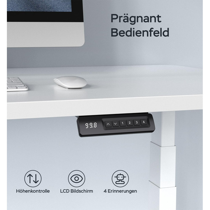 Каркас столу з регулюванням висоти та 2 потужними двигунами, регульований по висоті каркас столу з 4 налаштуваннями пам&39яті, витримує 135 кг (білий, 3-сегментні ніжки)