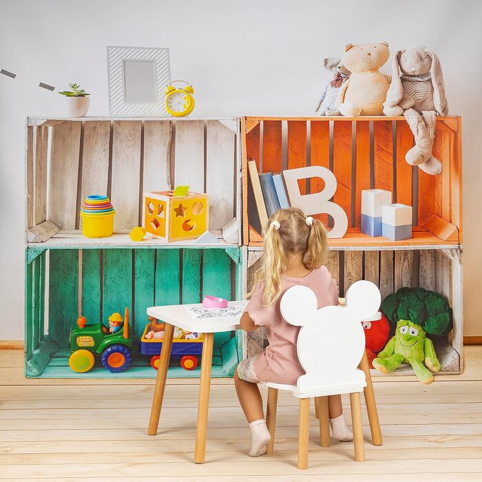 Дерев&39яний дитячий стіл, стіл для дитячої кімнати, білий, 52 x 70 см, самостійне складання, висока якість, натуральні дитячі сидіння, стіл для малюків - маленький столик 52 x 70 см з вирізом