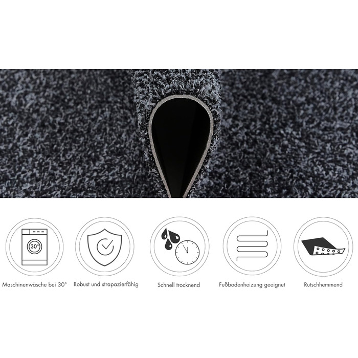 Килимок для вхідних дверей andiamo Samson для дому Бавовняний килимок, що вловлює бруд, що миється Нековзний, поглинаючий та високоякісний Килимок для вхідних дверей 60 x 100 см, Антрацит Антрацит 60 x 100 см (Прямокутний)