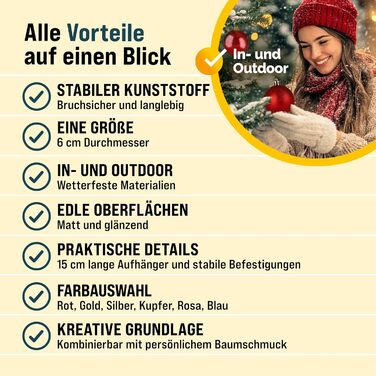 Різдвяні кульки набір з 54 шт червоні Deuba