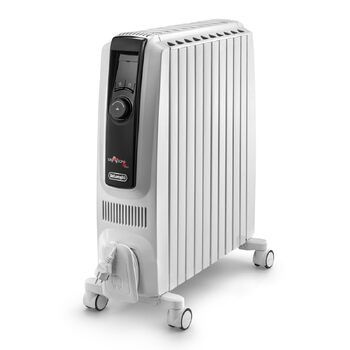 Радіатор De&39Longhi Dragon 4 Pro TRDX41025E, класичний масляний радіатор з 3 рівнями потужності, 24-годинним таймером, захистом від замерзання та еко-функцією, запобіжним термостатом, 2500 Вт, білий