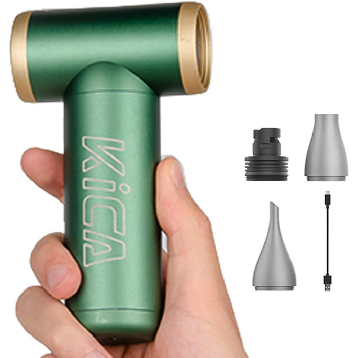 Електричний металевий пилосос Kica JetFan 2S - 117000 об./хв., міні-повітряний повітродувник з плавним керуванням і кнопкою Turbo, портативний розпилювач стисненого повітря для ПК, автомобіля, офісу, дивана - зелений (JetFan 2 Upgrade)