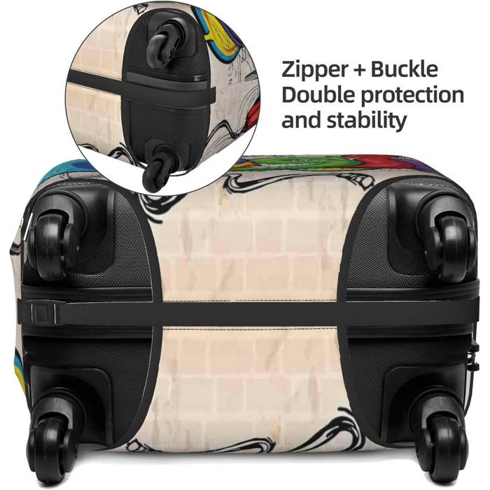 Чохол для валізи Музичний графіті, еластичний захист від подряпин, розмір 95