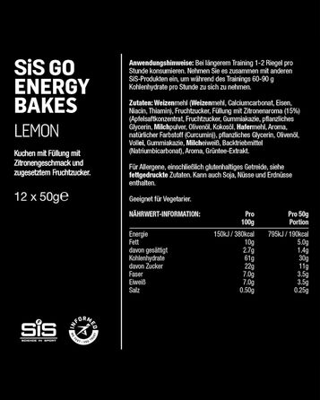 Енергетичні батончики Science in Sport GO Energy Bakes 50 г, 12 шт., лимон - смачні вуглеводні батончики з 30 г вуглеводів, постачальники енергії для силових тренувань
