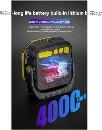 Портативний світлодіодний ліхтар-прожектор, потужний ліхтарик для кемпінгу на свіжому повітрі, риболовлі, надзвичайних ситуацій, акумуляторний робочий ліхтарик, жовтий