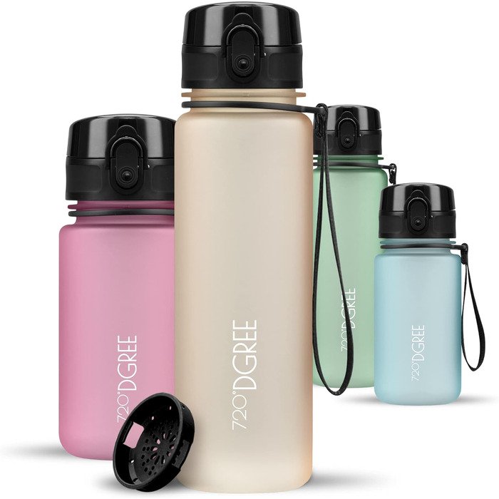 Пляшка для води 720 DGREE 1л Sport 'uberBottle softTouch Sieb - Без BPA - Пляшка для води для універу, роботи, фітнесу, велосипеда, активного відпочинку, роботи - спортивна пляшка з тритану - легка, ударостійка, багаторазова (500 мл, світло-персик - перси