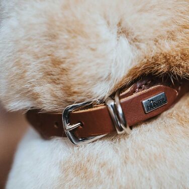 Ошийник для собак HUNTER ROUND & SOFT, колір коричневий, м'яка шкіра бичачого замші, міцна нейлонова підкладка, дбайливий до шерсті та з обкруглими швами, розмір 40 см, коричневий