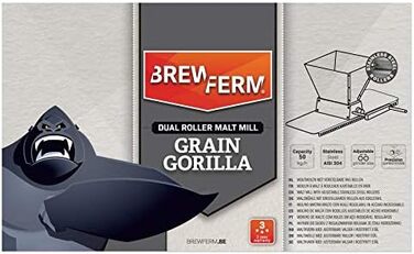 Млин для солоду Brouwland Brewferm Grain Gorilla, RVS, сірий, 5 літрів