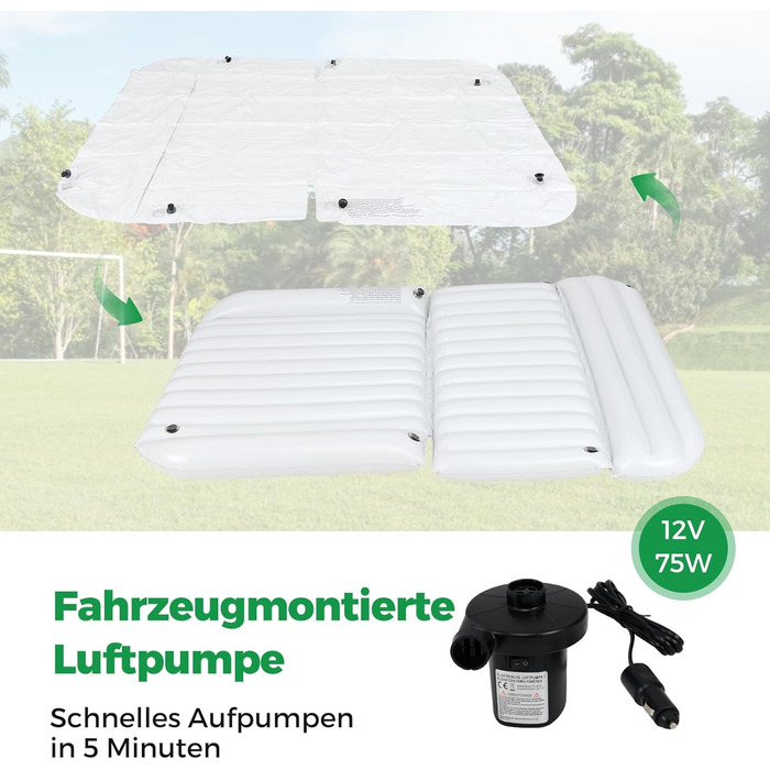 Автомобільний матрац COSTWAY, 190 x 130 см, надувний матрац для позашляховиків, двосторонній, надувний матрац з повітряним насосом та сумкою для перенесення, автомобільний матрац для багажника, кемпінгу, подорожей, активного відпочинку на природі (бежевий