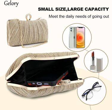 Клатчі для жінок Маленький блискучий клатч зі знімним ланцюжком для весіль, нареченої, випускних вечорів, коктейльних вечірок, жіноча сумочка із золотими акцентами